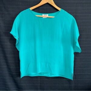 Rodier France Vintage 100% Silk Short Dolman Sleeve Blouse Shirt Medium